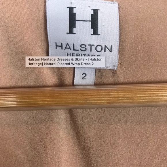 💎🆕NWOT  Halston Natural Pleated Wrap Dres Sz 2 - Picture 2 of 5